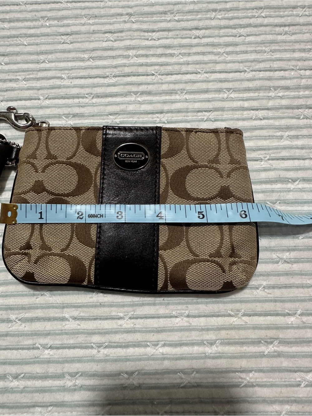 Coach Signature Canvas Wristlet in Brown/Tan - Picture 5 of 6
